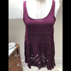 Free People XS wine color tunic top